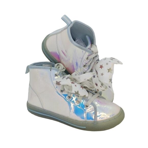 JoJo Siwa Designer Girls Pre-owned Translucent Silver w/Bow Sneakers - sz. 13 - Picture 1 of 5